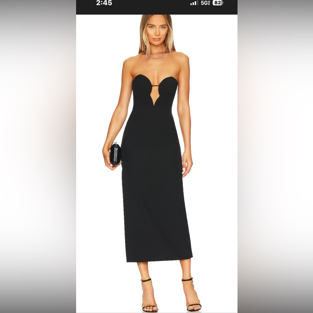 Bardot Black Strapless Cutout Midi Dress